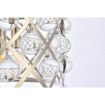 Elegant Crystal Grid Hoop 3 Light Chandelier - Polished Nickel, L 16" (1213D16PN-RC)