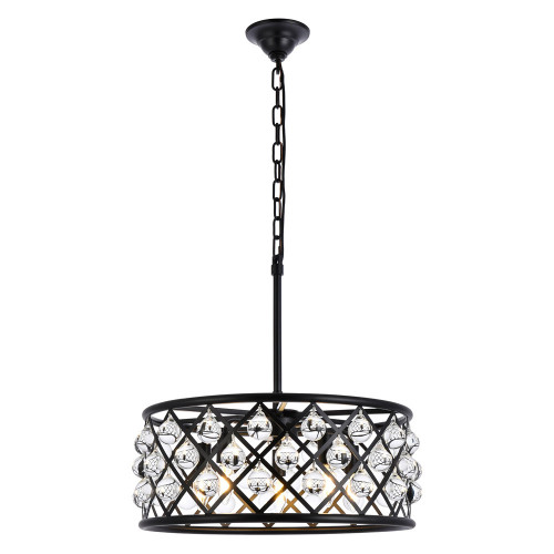 Elegant Crystal Grid Hoop 3 Light Chandelier - Matte Black, L 20" (1213D20MB-RC)