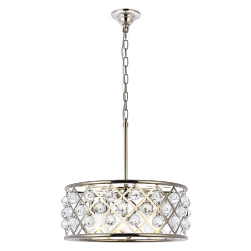 Elegant Crystal Grid Hoop 3 Light Chandelier - Polished Nickel, L 20" (1213D20PN-RC)