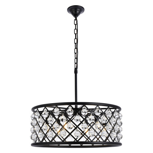 Elegant Crystal Grid Hoop 3 Light Chandelier - Matte Black, L 25" (1213D25MB-RC)