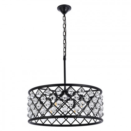 Elegant Crystal Grid Hoop 3 Light Chandelier - Matte Black, L 25" (1213D25MB-RC)