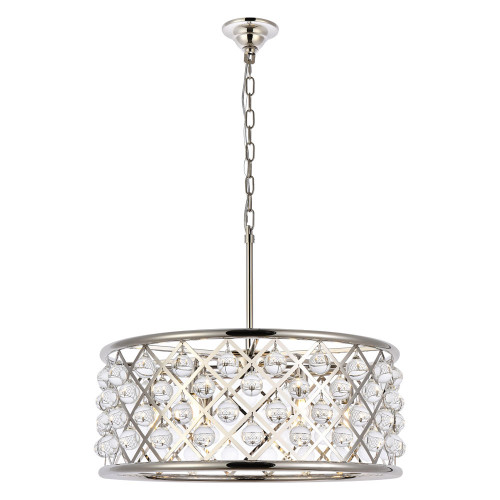 Elegant Crystal Grid Hoop 3 Light Chandelier - Polished Nickel, L 25" (1213D25PN-RC)