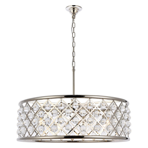 Elegant Crystal Grid Hoop 3 Light Chandelier - Polished Nickel, L 32" (1213D32PN-RC)