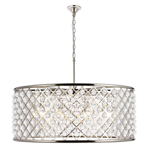 Elegant Crystal Grid Hoop 3 Light Chandelier - Polished Nickel, L 43" (1213G43PN-RC)