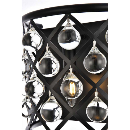 Elegant Crystal Grid 1 Light 11.5" Glass Wall Sconce - Matte Black (1213W11MB-RC)
