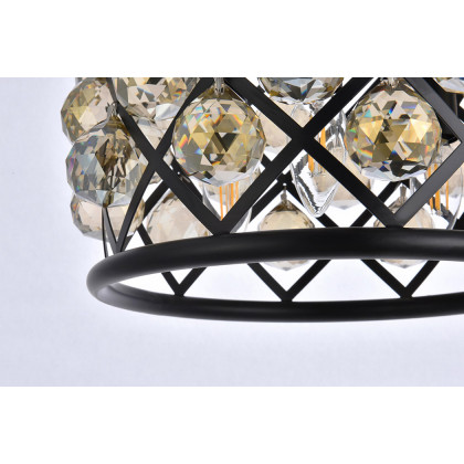 Elegant Crystal Grid Hoop 3 Light Chandelier - Matte Black/Gold, L 12" (1214D12MB-GT-RC)