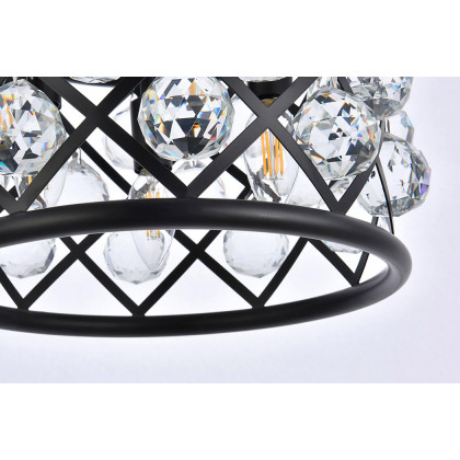 Elegant Crystal Grid Hoop 3 Light Chandelier - Matte Black, L 12" (1214D12MB-RC)