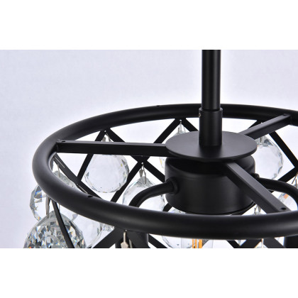Elegant Crystal Grid Hoop 3 Light Chandelier - Matte Black, L 12" (1214D12MB-RC)