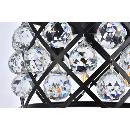 Elegant Crystal Grid Hoop 3 Light Chandelier - Matte Black, L 12" (1214D12MB-RC)