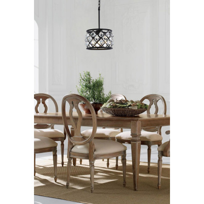 Elegant Crystal Grid Hoop 3 Light Chandelier - Matte Black, L 12" (1214D12MB-RC)