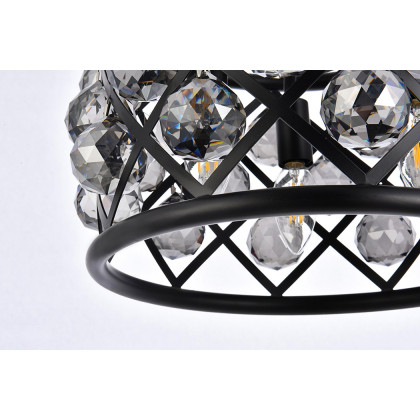 Elegant Crystal Grid Hoop 3 Light Chandelier - Matte Black/Silver, L 12" (1214D12MB-SS-RC)