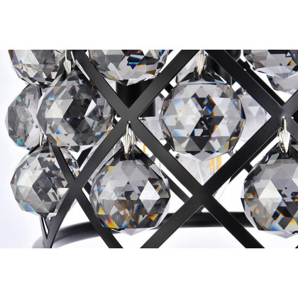 Elegant Crystal Grid Hoop 3 Light Chandelier - Matte Black/Silver, L 12" (1214D12MB-SS-RC)