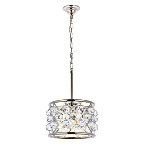 Elegant Crystal Grid Hoop 3 Light Chandelier - Polished Nickel, L 12" (1214D12PN-RC)