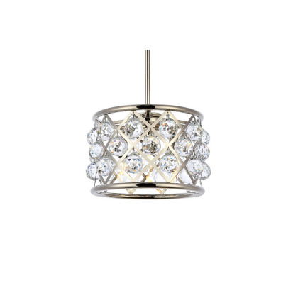Elegant Crystal Grid Hoop 3 Light Chandelier - Polished Nickel, L 12" (1214D12PN-RC)