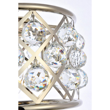 Elegant Crystal Grid Hoop 3 Light Chandelier - Polished Nickel, L 12" (1214D12PN-RC)