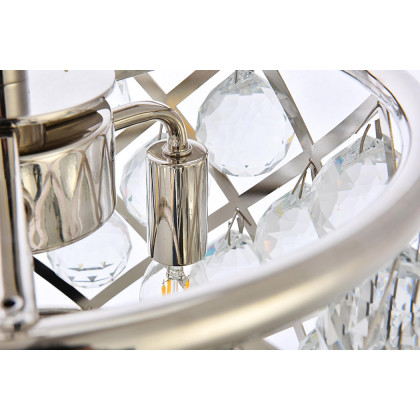 Elegant Crystal Grid Hoop 3 Light Chandelier - Polished Nickel, L 12" (1214D12PN-RC)