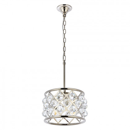 Elegant Crystal Grid Hoop 3 Light Chandelier - Polished Nickel, L 12" (1214D12PN-RC)