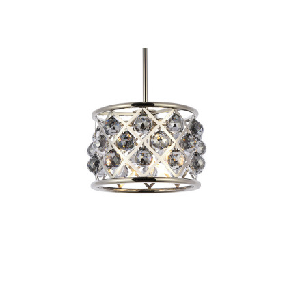 Elegant Crystal Grid Hoop 3 Light Chandelier - Polished Nickel/Silver, L 12" (1214D12PN-SS-RC)