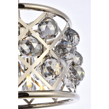 Elegant Crystal Grid Hoop 3 Light Chandelier - Polished Nickel/Silver, L 12" (1214D12PN-SS-RC)