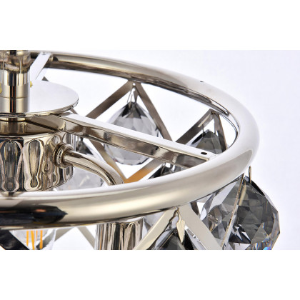 Elegant Crystal Grid Hoop 3 Light Chandelier - Polished Nickel/Silver, L 12" (1214D12PN-SS-RC)