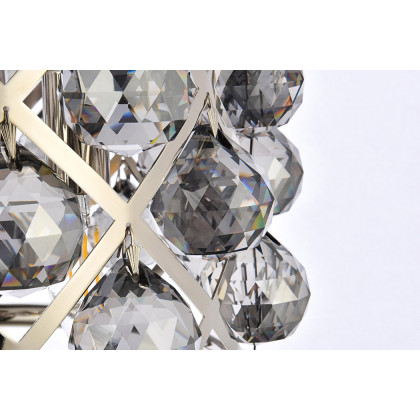 Elegant Crystal Grid Hoop 3 Light Chandelier - Polished Nickel/Silver, L 12" (1214D12PN-SS-RC)
