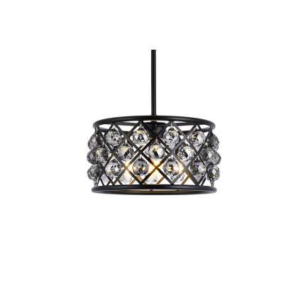 Elegant Crystal Grid Hoop 3 Light Chandelier - Matte Black/Silver, L 16" (1214D16MB-SS-RC)