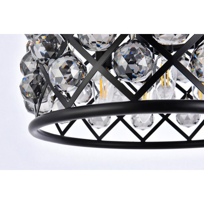 Elegant Crystal Grid Hoop 3 Light Chandelier - Matte Black/Silver, L 16" (1214D16MB-SS-RC)