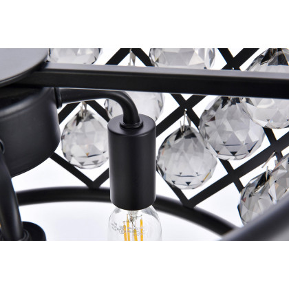 Elegant Crystal Grid Hoop 3 Light Chandelier - Matte Black/Silver, L 16" (1214D16MB-SS-RC)