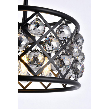 Elegant Crystal Grid Hoop 3 Light Chandelier - Matte Black/Silver, L 16" (1214D16MB-SS-RC)