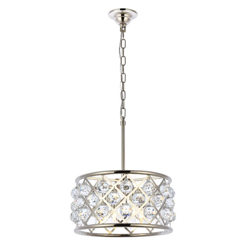 Elegant Crystal Grid Hoop 3 Light Chandelier - Polished Nickel, L 16" (1214D16PN-RC)