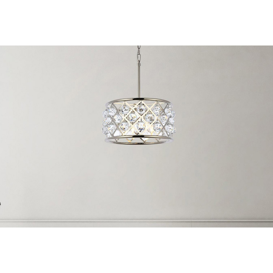 Elegant Crystal Grid Hoop 3 Light Chandelier - Polished Nickel, L 16" (1214D16PN-RC)