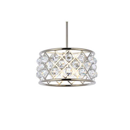 Elegant Crystal Grid Hoop 3 Light Chandelier - Polished Nickel, L 16" (1214D16PN-RC)