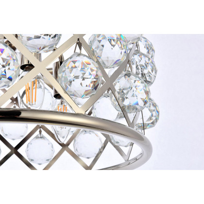 Elegant Crystal Grid Hoop 3 Light Chandelier - Polished Nickel, L 16" (1214D16PN-RC)