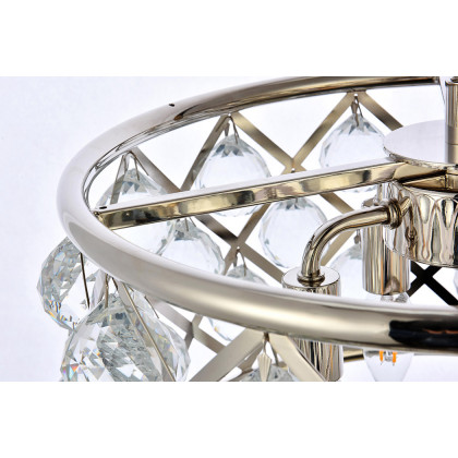Elegant Crystal Grid Hoop 3 Light Chandelier - Polished Nickel, L 16" (1214D16PN-RC)