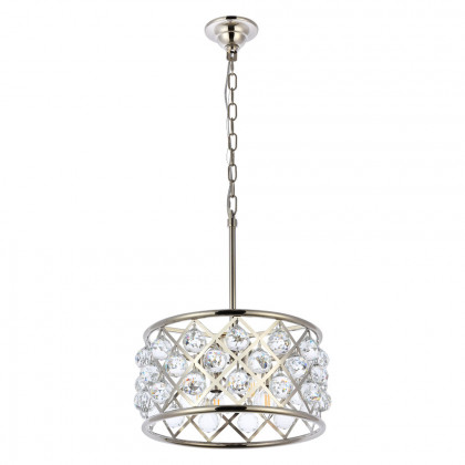 Elegant Crystal Grid Hoop 3 Light Chandelier - Polished Nickel, L 16" (1214D16PN-RC)