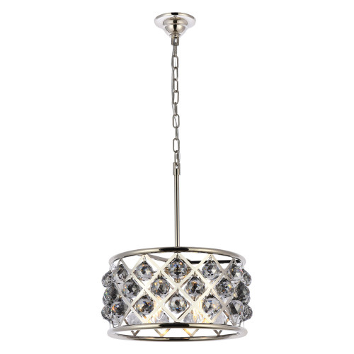 Elegant Crystal Grid Hoop 3 Light Chandelier - Polished Nickel/Silver, L 16" (1214D16PN-SS-RC)