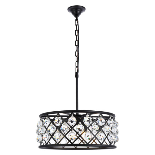Elegant Crystal Grid Hoop 3 Light Chandelier - Matte Black, L 20" (1214D20MB-RC)