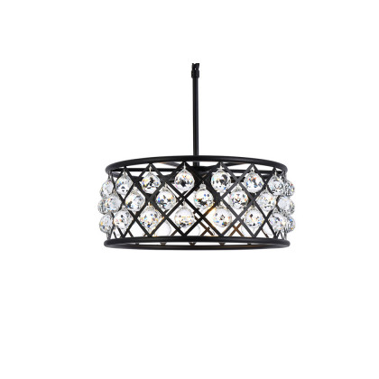 Elegant Crystal Grid Hoop 3 Light Chandelier - Matte Black, L 20" (1214D20MB-RC)