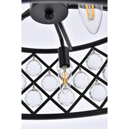 Elegant Crystal Grid Hoop 3 Light Chandelier - Matte Black, L 20" (1214D20MB-RC)