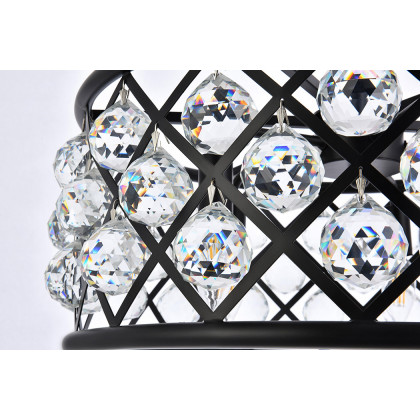 Elegant Crystal Grid Hoop 3 Light Chandelier - Matte Black, L 20" (1214D20MB-RC)