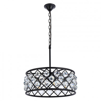 Elegant Crystal Grid Hoop 3 Light Chandelier - Matte Black, L 20" (1214D20MB-RC)