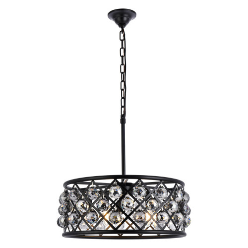 Elegant Crystal Grid Hoop 3 Light Chandelier - Matte Black/Silver, L 20" (1214D20MB-SS-RC)