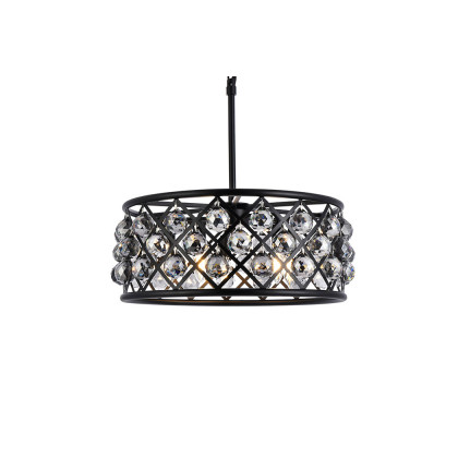 Elegant Crystal Grid Hoop 3 Light Chandelier - Matte Black/Silver, L 20" (1214D20MB-SS-RC)