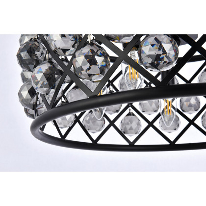 Elegant Crystal Grid Hoop 3 Light Chandelier - Matte Black/Silver, L 20" (1214D20MB-SS-RC)