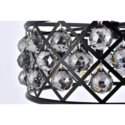 Elegant Crystal Grid Hoop 3 Light Chandelier - Matte Black/Silver, L 20" (1214D20MB-SS-RC)