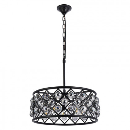 Elegant Crystal Grid Hoop 3 Light Chandelier - Matte Black/Silver, L 20" (1214D20MB-SS-RC)
