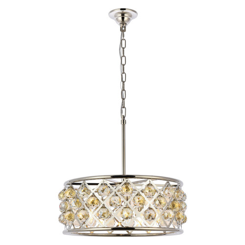 Elegant Crystal Grid Hoop 3 Light Chandelier - Polished Nickel/Gold, L 20" (1214D20PN-GT-RC)