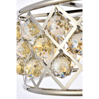 Elegant Crystal Grid Hoop 3 Light Chandelier - Polished Nickel/Gold, L 20" (1214D20PN-GT-RC)
