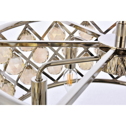 Elegant Crystal Grid Hoop 3 Light Chandelier - Polished Nickel/Gold, L 20" (1214D20PN-GT-RC)