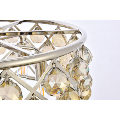 Elegant Crystal Grid Hoop 3 Light Chandelier - Polished Nickel/Gold, L 20" (1214D20PN-GT-RC)